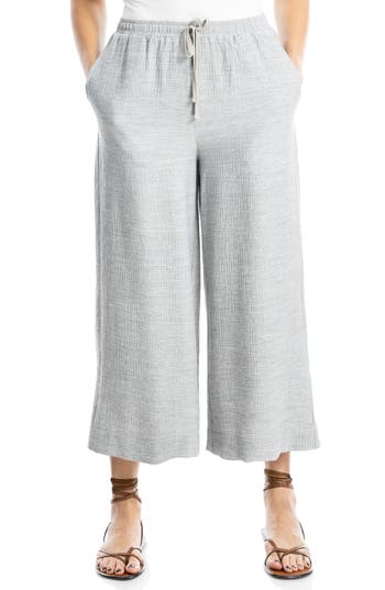 Max Studio Double Weave Cropped Pants In Light Heather Gray