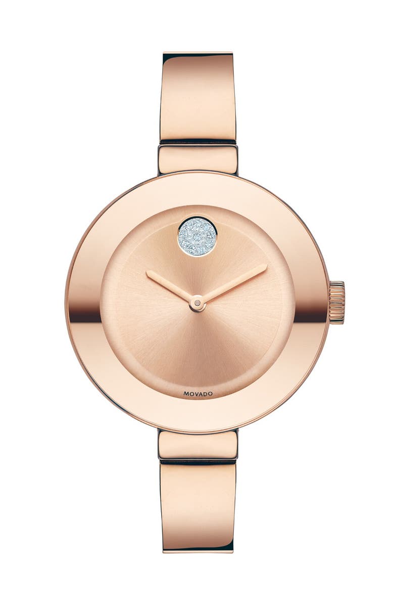 Movado 'Bold' Crystal Accent Bangle Watch, 34mm, Main, color,