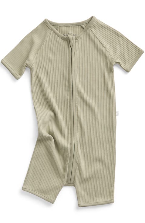Ribbed Summer Zip-Up Sleepsuit