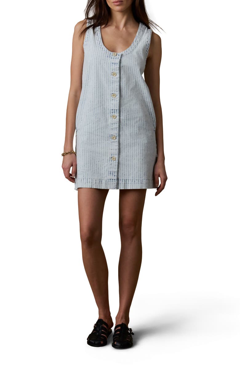 Faherty Topsail Malibu Stripe Sleeveless Denim Minidress, Main, color, Breakwater Stripe