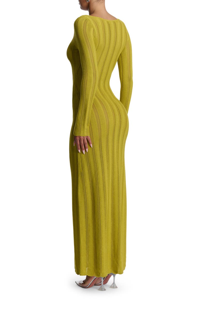 Naked Wardrobe Long Sleeve Knit Maxi Dress, Alternate, color, Chartreuse