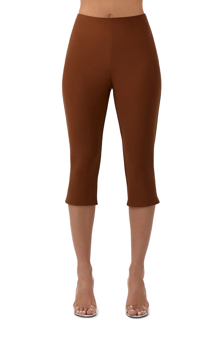 Naked Wardrobe Suiting Capri Pants, Main, color, Dark Mocha