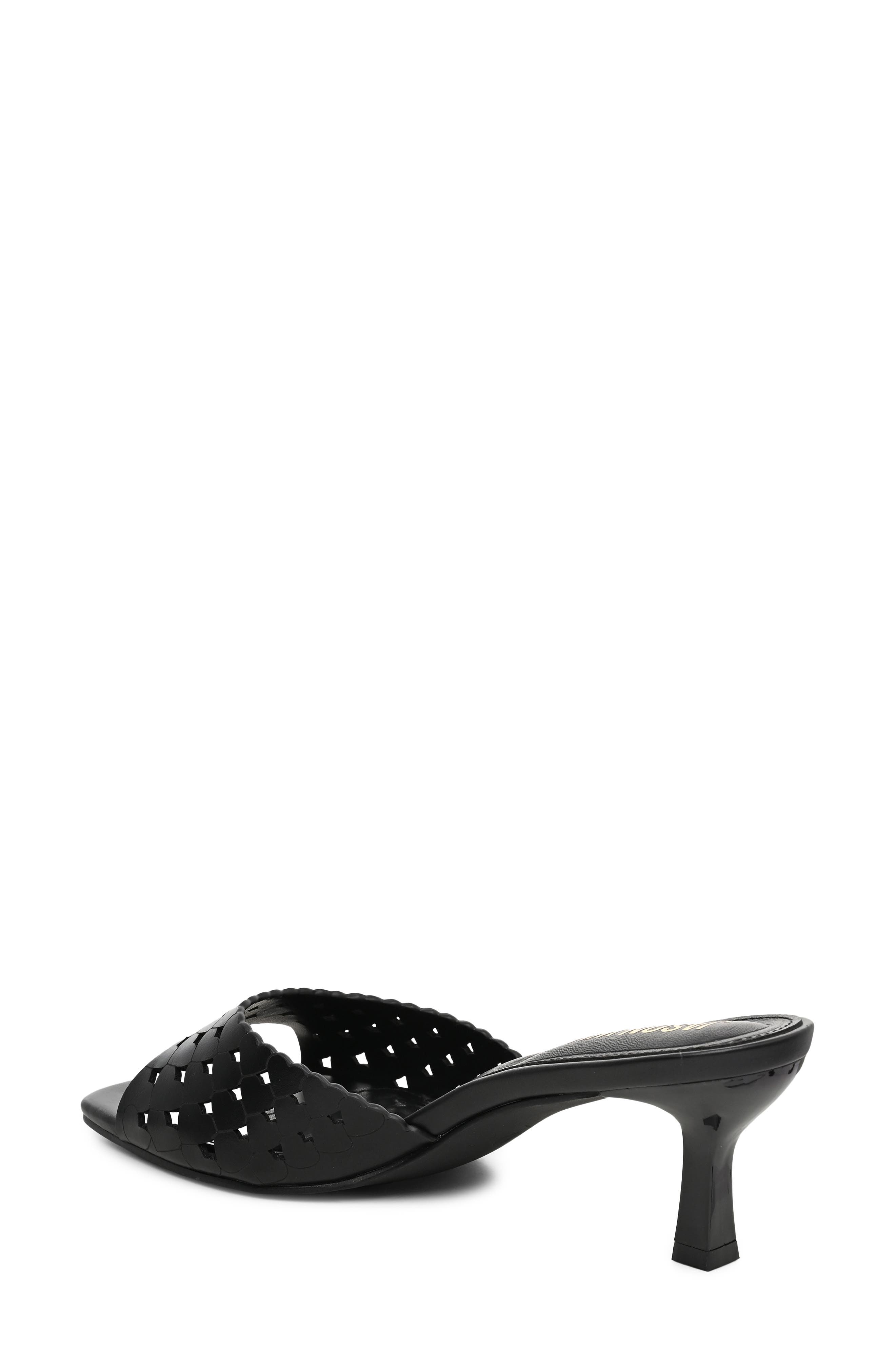 Lulu Perforated Faux Leather Mule, Alternate, color, BLACK