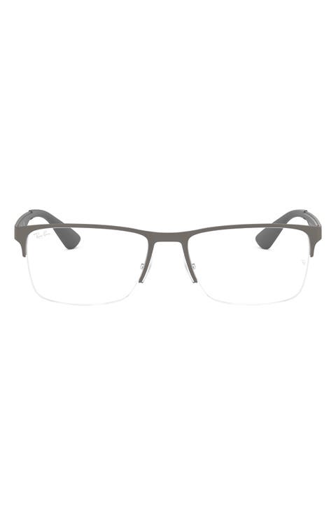 56mm Rectangle Semi Rimless Optical Glasses