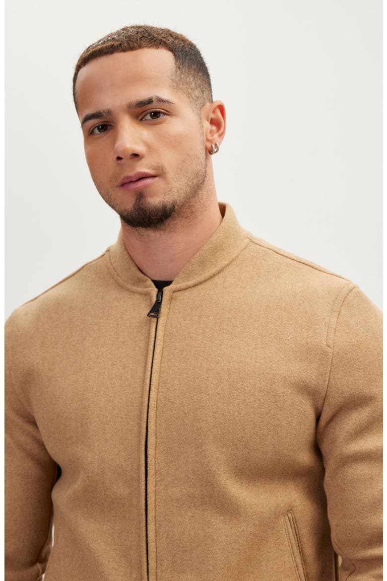 RELAXED UNLINED VARSITY ZIPPER, Alternate, color, CAMEL