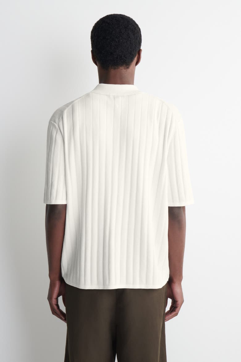 Ribbed-knit Cotton Shirt, Alternate, color, WHITE