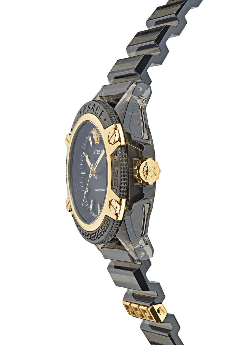 Versace Icon Active Silicone Strap Watch, 42mm, Alternate, color, Black