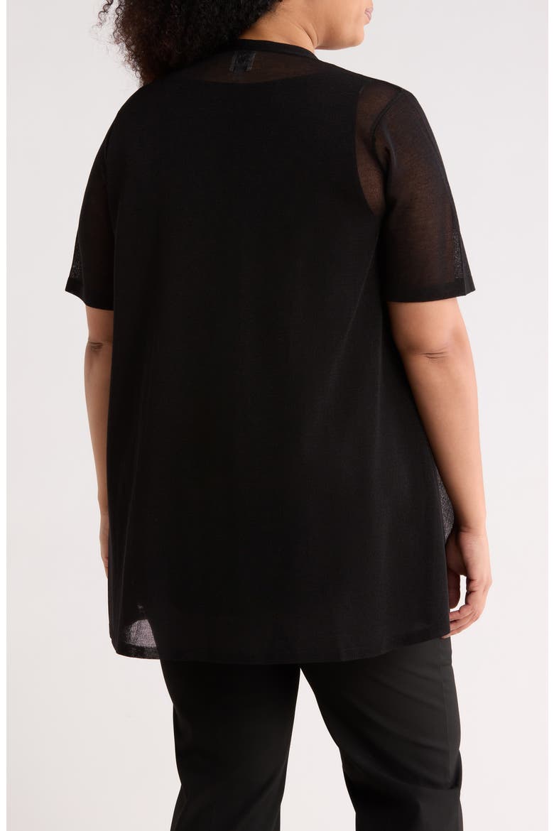 Semisheer Short Sleeve Cardigan, Alternate, color, ANNE BLACK