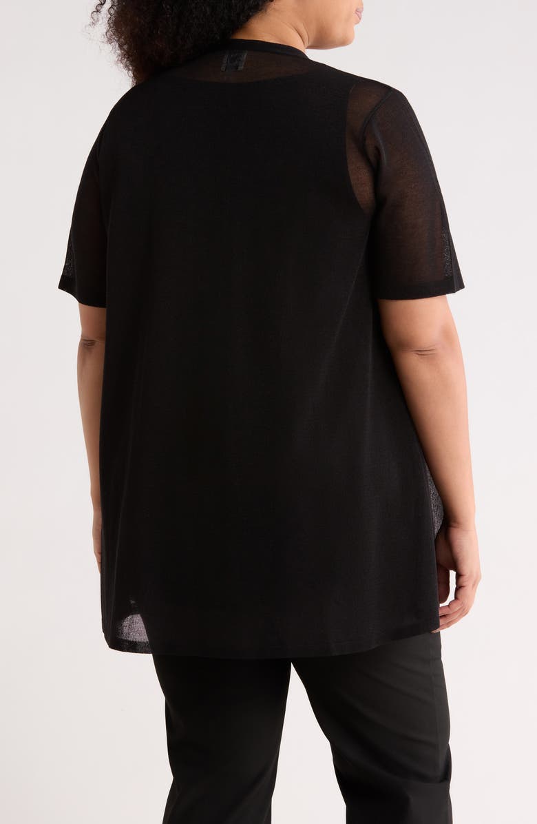 Anne Klein Semisheer Short Sleeve Cardigan, Alternate, color, Anne Black