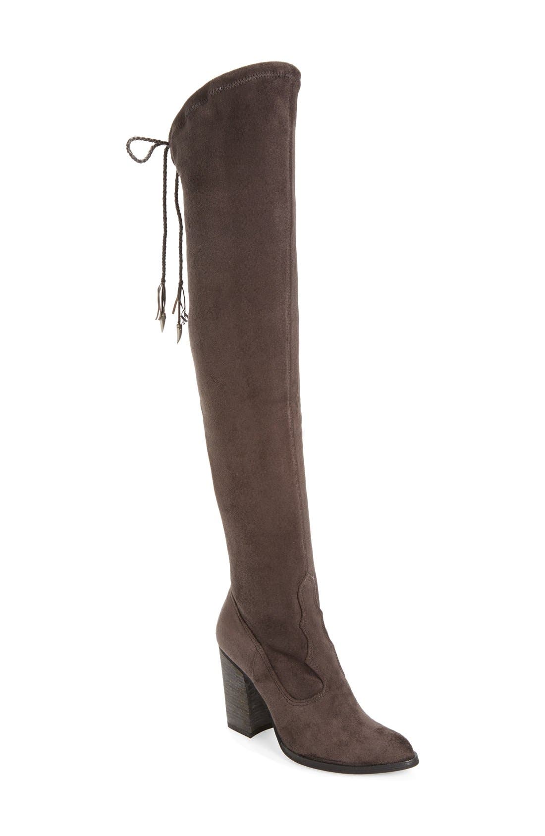 'Chance' Over the Knee Stretch Boot, Main, color, ANTHRACITE SUEDE