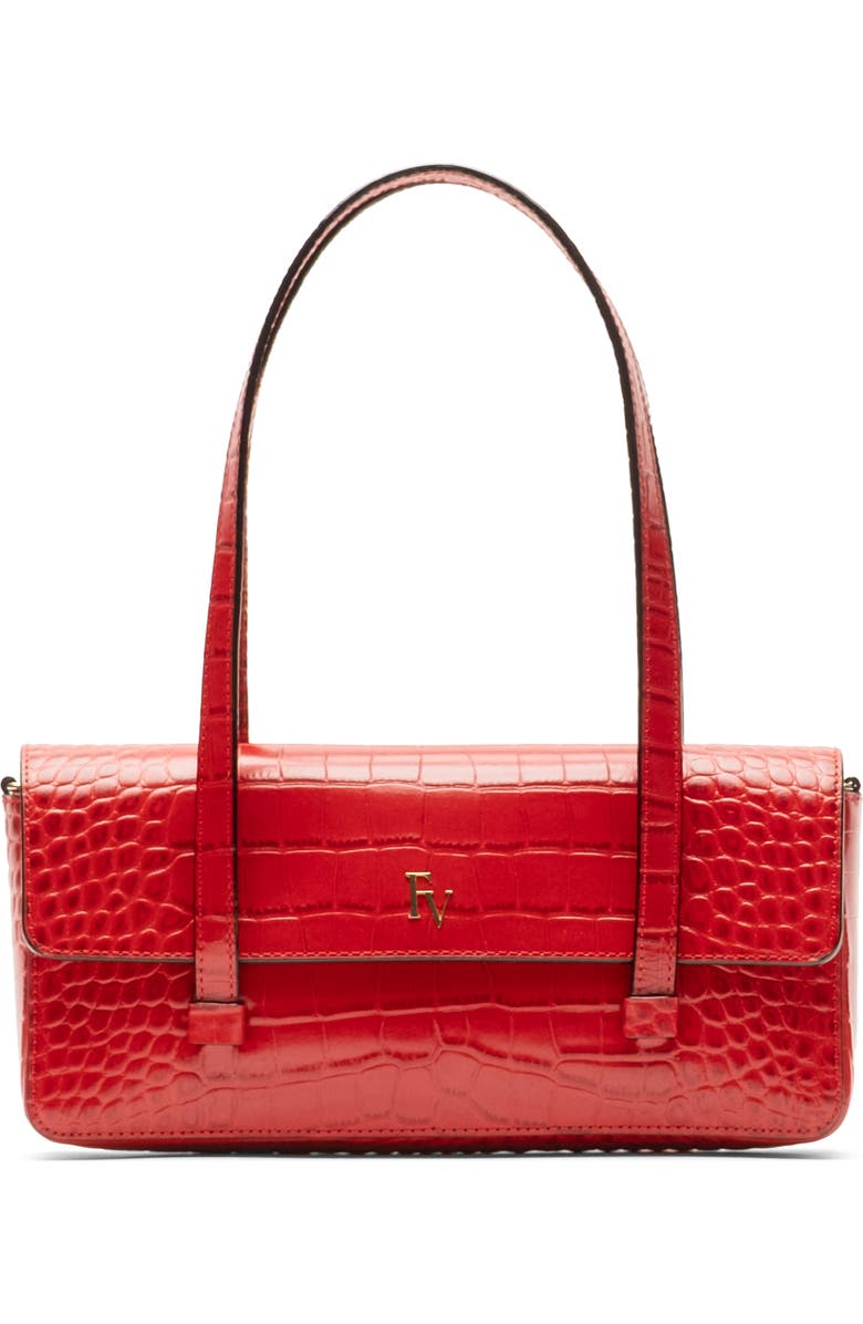 Frances Valentine Croc Embossed Leather Slim Tote, Main, color,