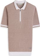 Bugatchi Ottoman Stitch Cotton & Silk Quarter Zip Polo Sweater