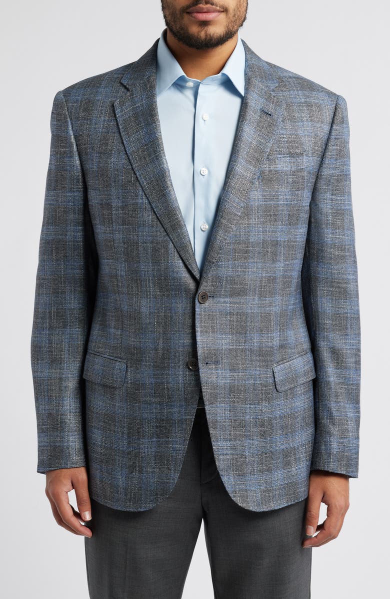 Emporio Armani Plaid Sport Coat, Main, color, Grey