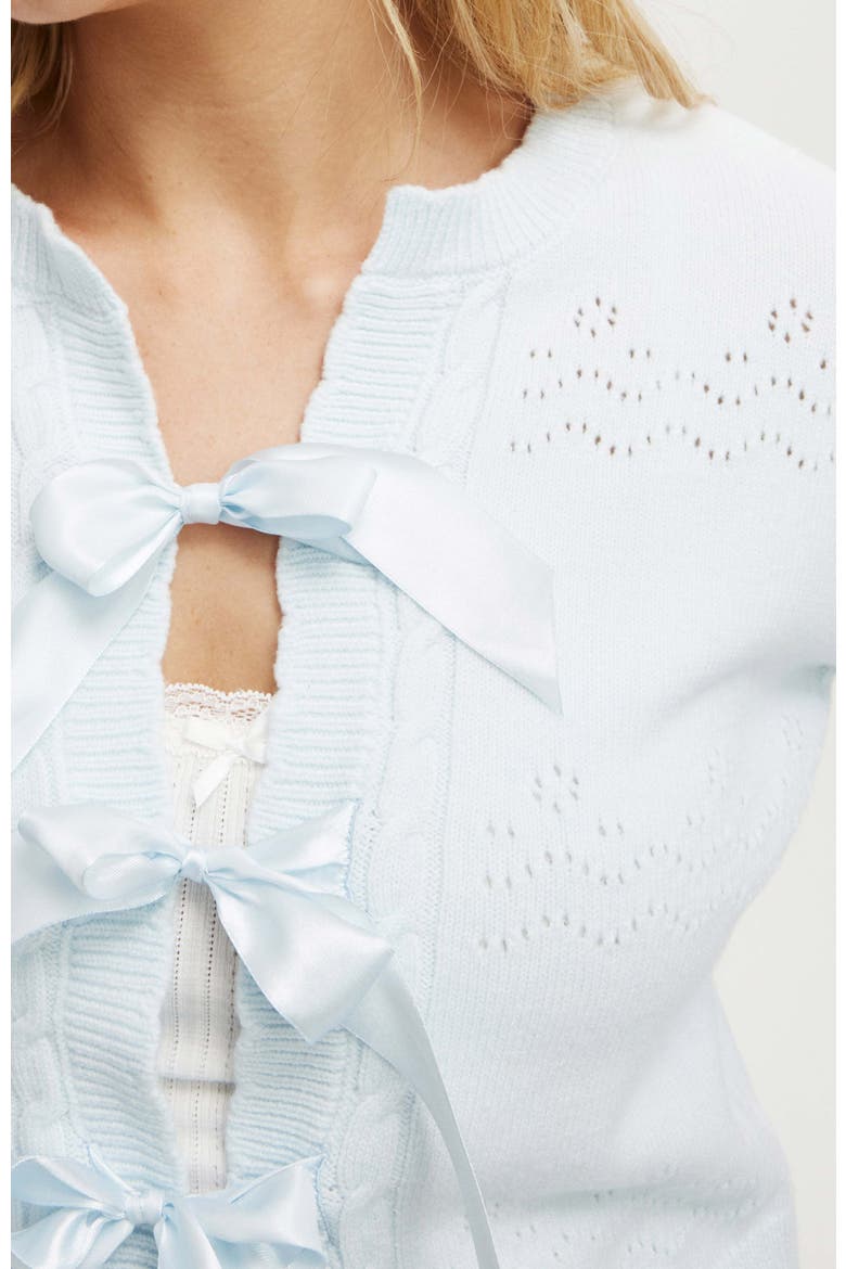 Nostalgia Bow Cardigan, Alternate, color, Sea Mist