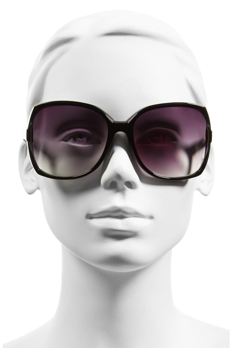 'Nikki' 60mm Sunglasses, Alternate, color, BLACK