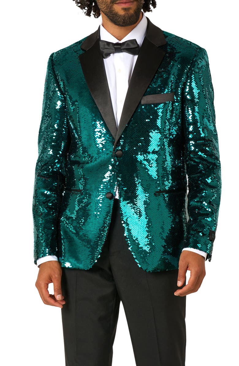 OppoSuits Terrific Teal Sequin Embellished Dinner Jacket, Main, color, Turquoise