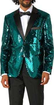 OppoSuits Terrific Teal Sequin Embellished Dinner Jacket