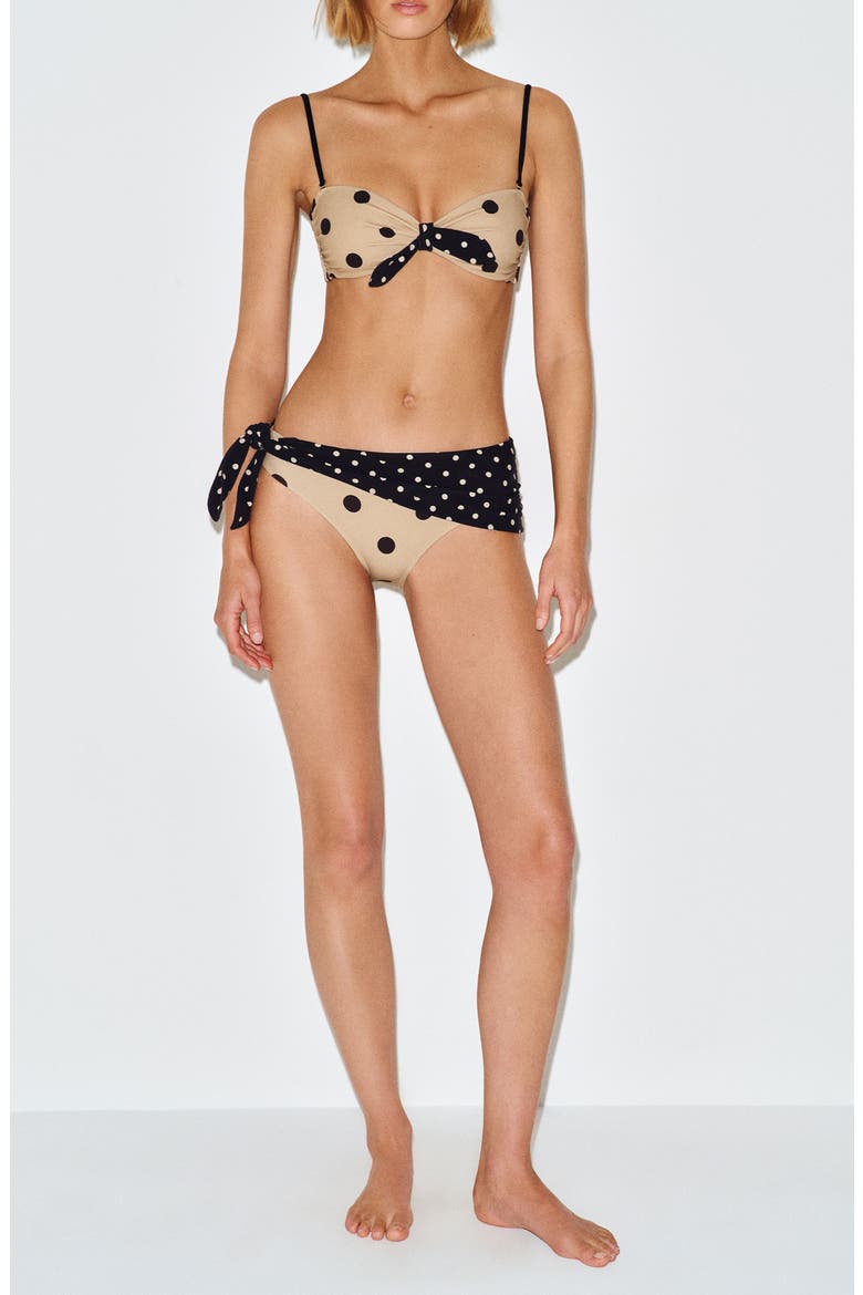 Zahara Knot Bandeau Bikini Top, Alternate, color, DUNE LUNA DOTS