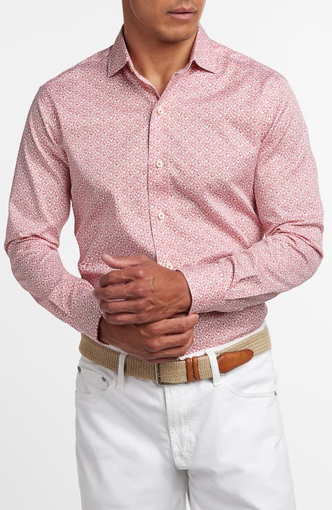 Micropaisley Cotton Button-Up Shirt