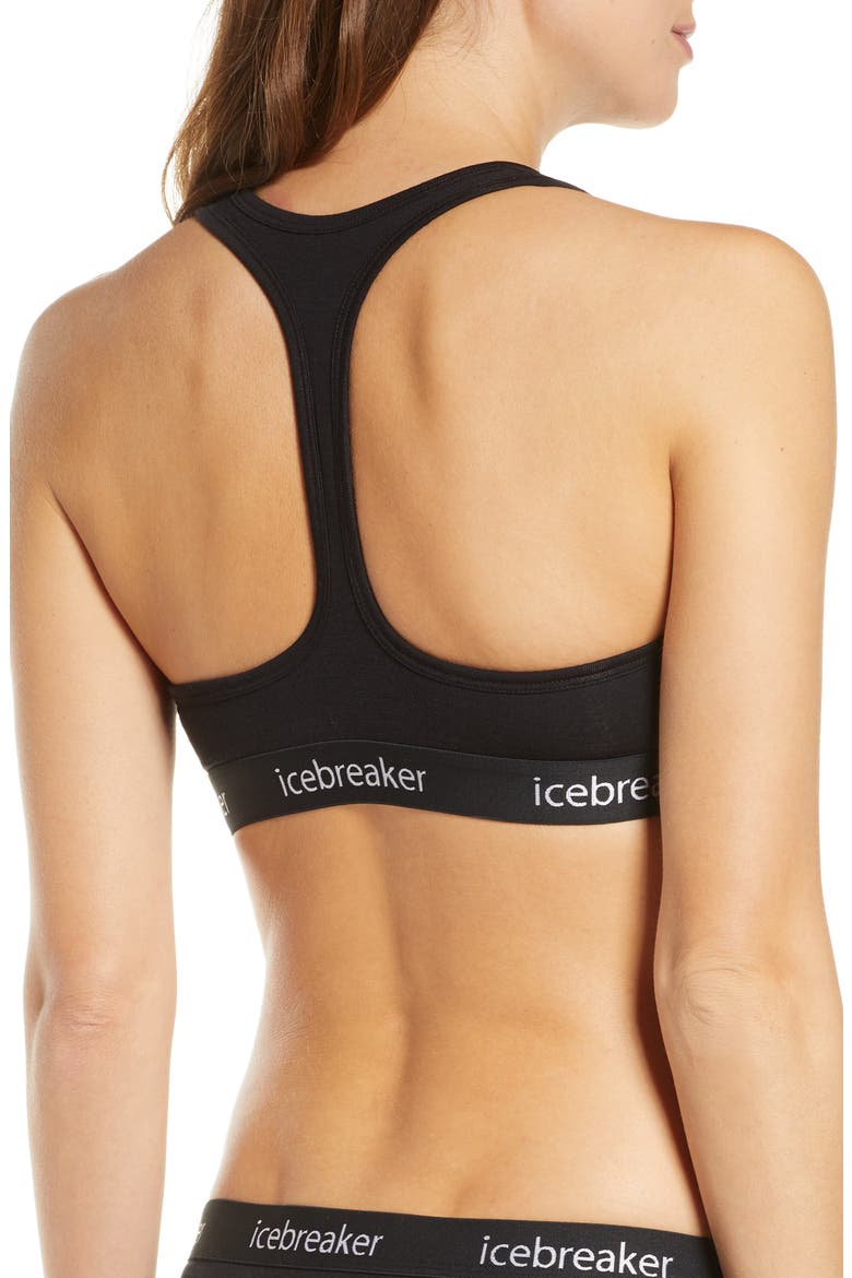 Sprite Wool Blend Racerback Sports Bra, Alternate, color, BLACK