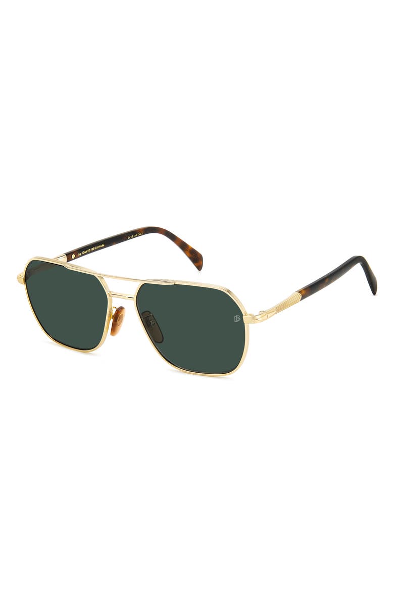 David Beckham Eyewear 59mm Aviator Sunglasses, Alternate, color, Gold Havana