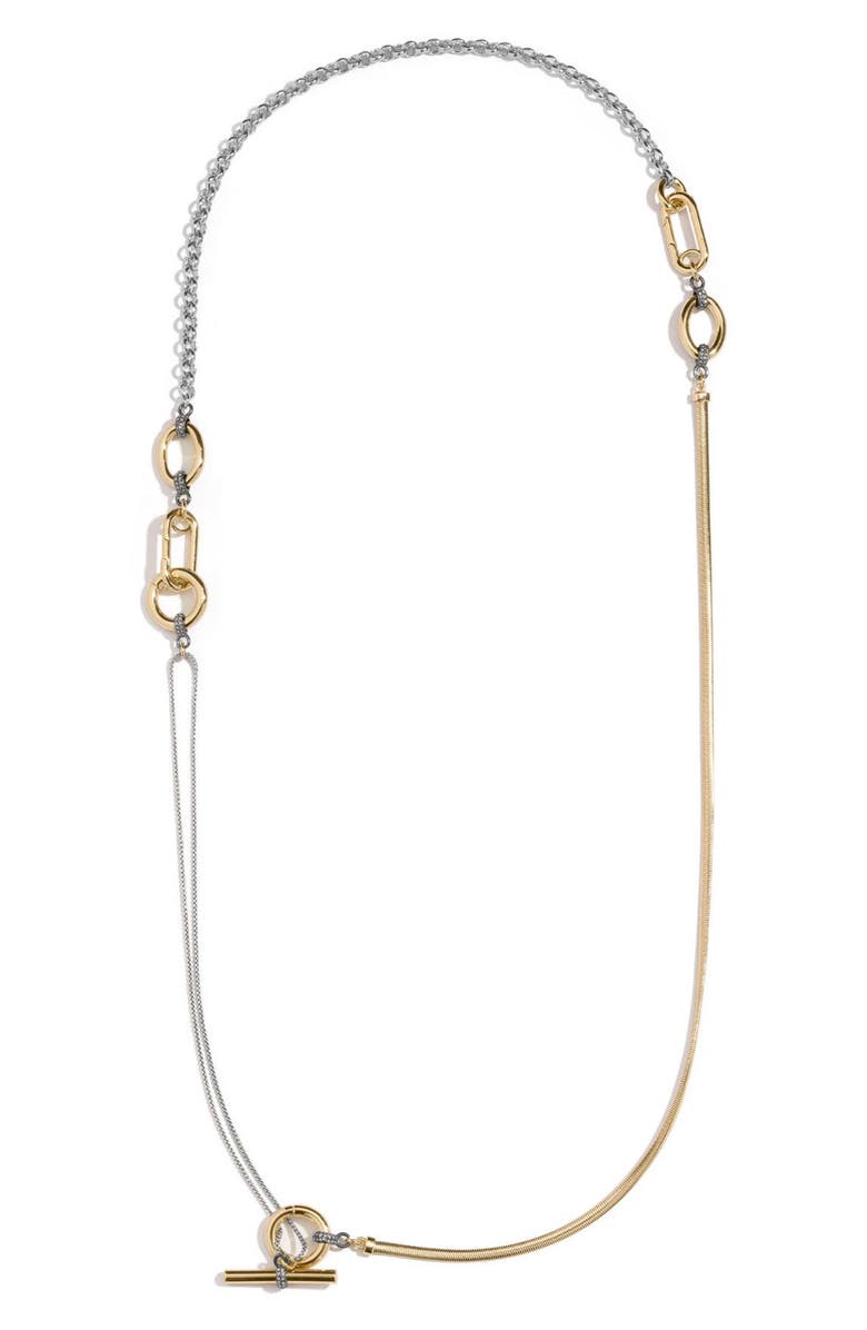 DEMARSON Benson Mixed Metal Y-Necklace, Alternate, color, Gold/ Gunmetal/ Crystal