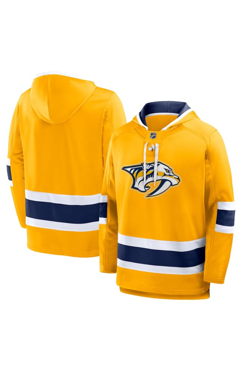 FANATICS Men
s Fanatics Gold Nashville Predators Prime Time Fleece Hoodie, Alternate, color, Gold