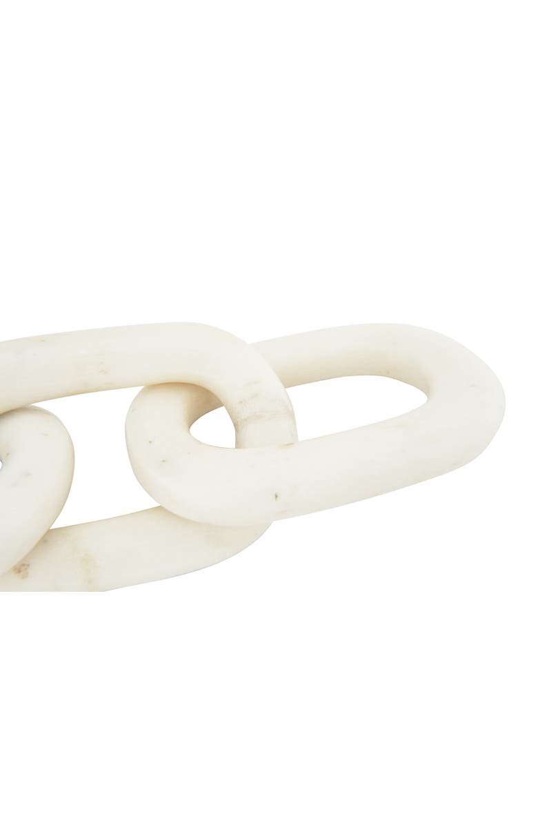 Storied Home 13"L Decorative Marble Chain Link Figurine, Alternate, color, White