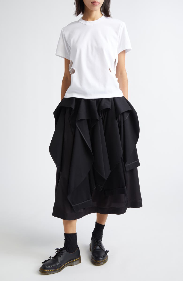 Noir Kei Ninomiya Floral Cutout Cotton Ponte T-Shirt, Alternate, color, White