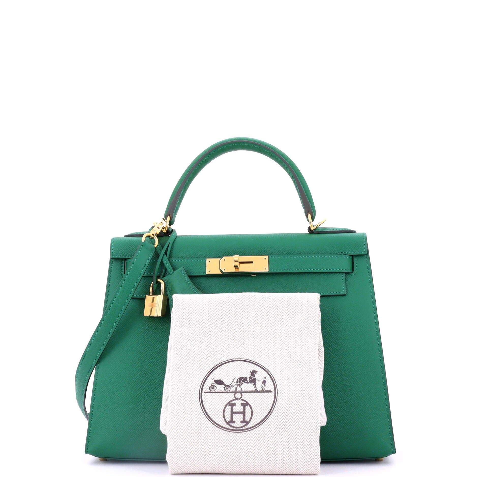 Pre-Owned Hermes Kelly Handbag Green Epsom with Gold Hardware 28, Alternate, color, 