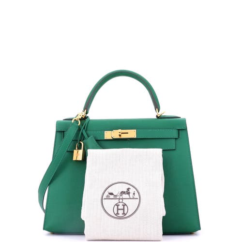 Pre-owned Hermes Hermes Kelly Handbag Green Epsom With Gold Hardware 28 In Green