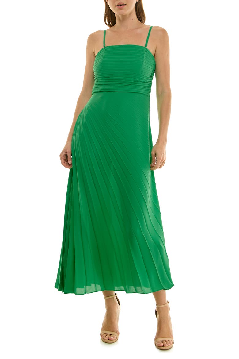 Strapless Pleated Chiffon Maxi Dress, Main, color, LILY PAD
