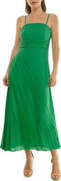 Nicole Miller Strapless Pleated Chiffon Maxi Dress