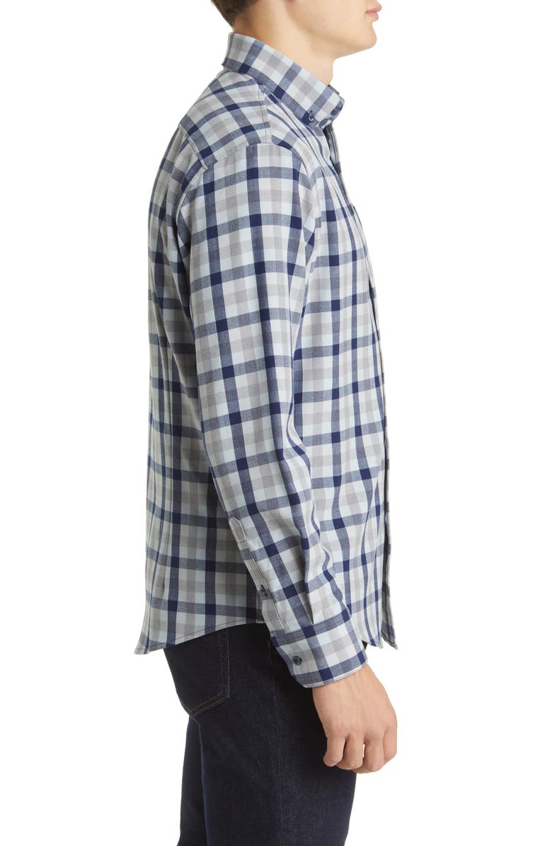 Mizzen+Main Men's City Trim Fit Check Stretch Flannel Button-Down Shirt, Alternate, color, 