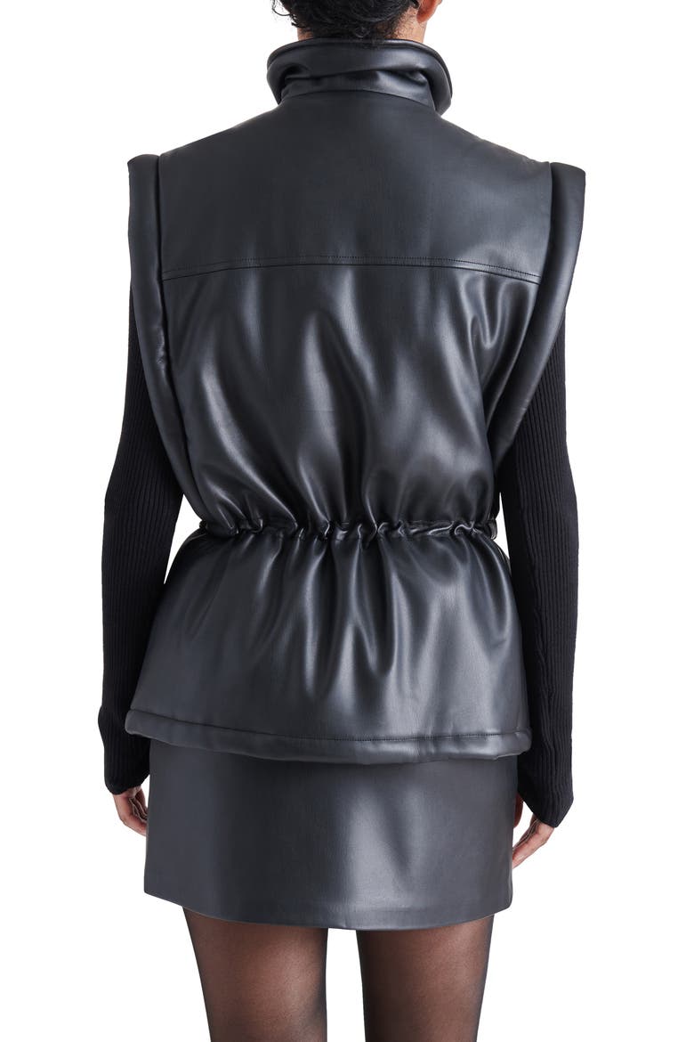 Celestina Faux Leather Vest, Alternate, color, BLACK
