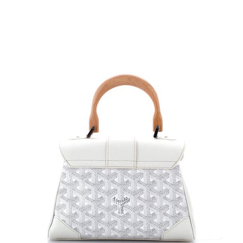 Pre-owned Goyard Goyard Saigon Top Handle Bag Coated Canvas With Leather Mini In White