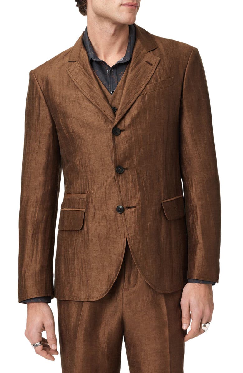 John Varvatos Rind Linen Blend Jacket, Main, color, Clay Brown