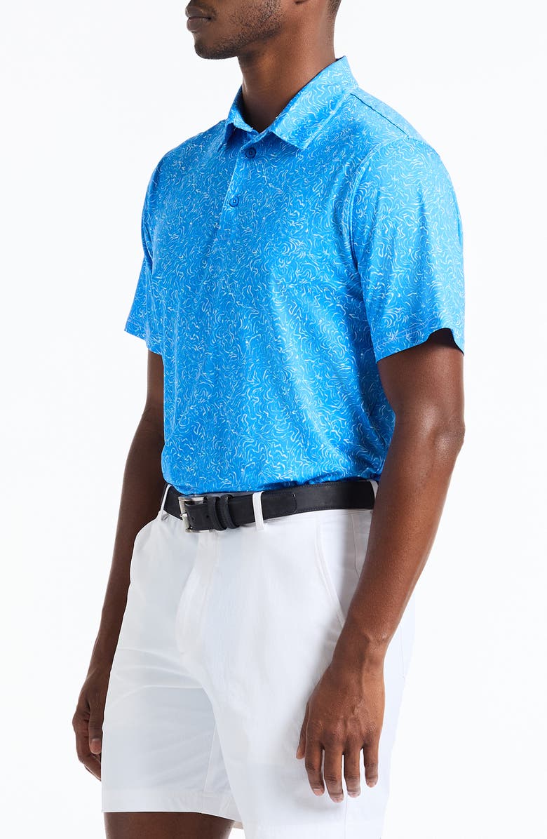 Robert Graham Fairwaysplash Short Sleeve Performance Polo, Alternate, color, Blue