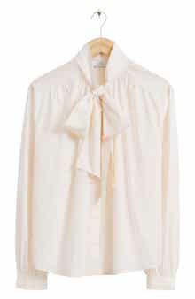 & Other Stories Tie Neck Long Sleeve Button-Up Shirt