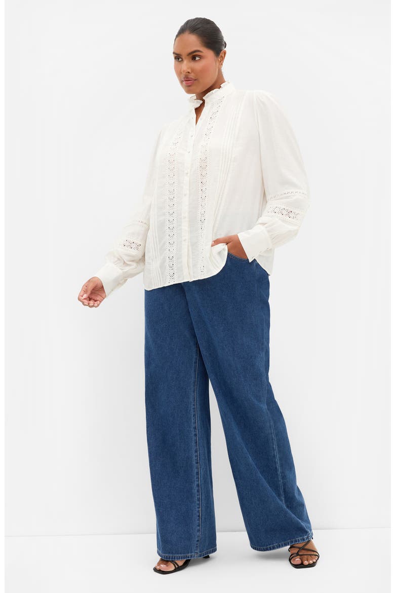 Whimsical Pintuck Lace Shirt, Alternate, color, CREAM