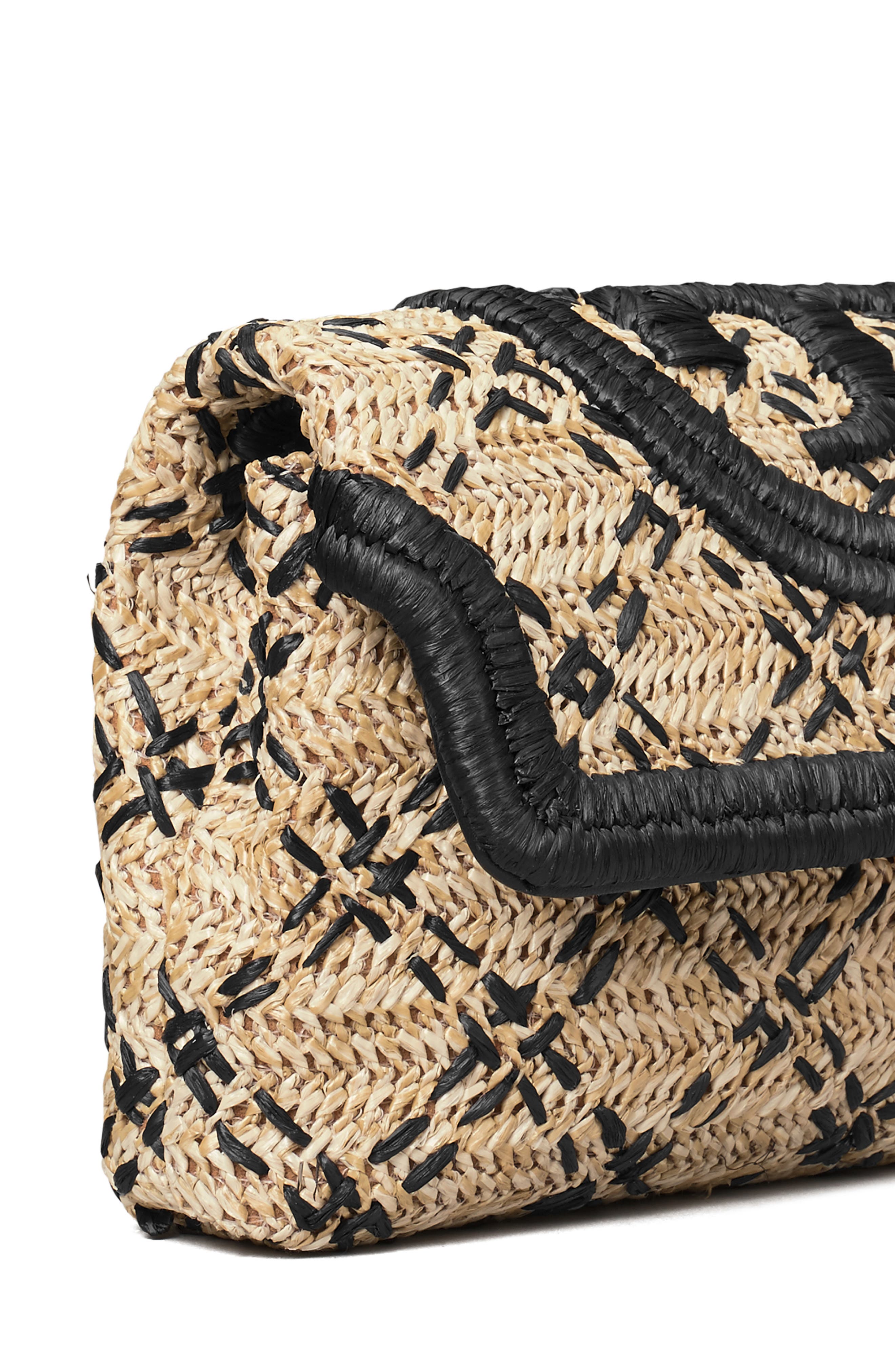 Tory Burch Small Fleming Straw Clutch, Alternate, color, 