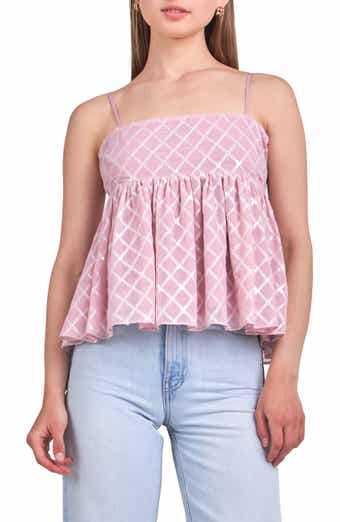 Sequin Embroidered Babydoll Top