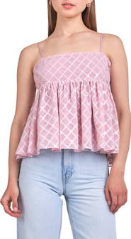 Endless Rose Sequin Embroidered Babydoll Top