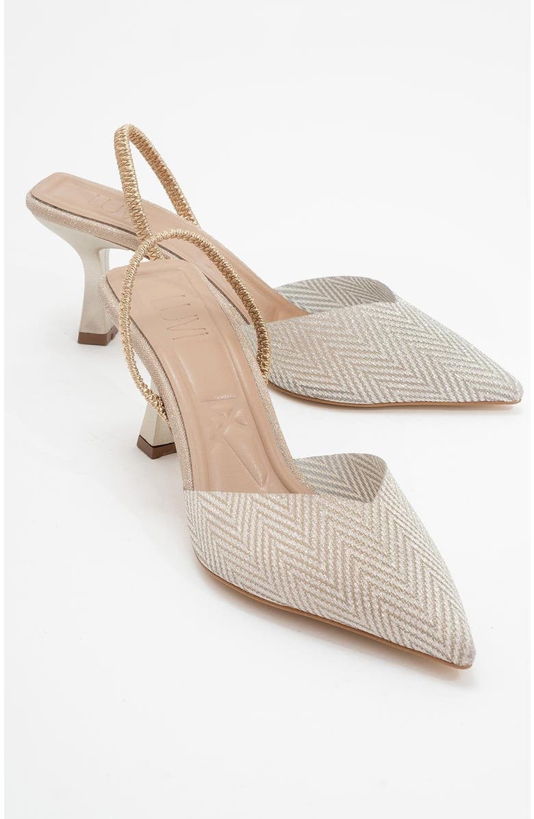 Prologue Shoes Renos Pointed Toe Pump, Main, color, Gold