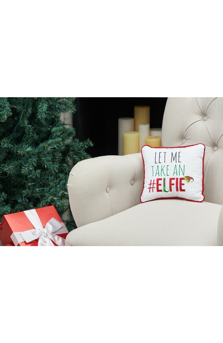 C&F Home #Elfie Embroidered Accent Pillow, 10" x 10", Alternate, color, Red