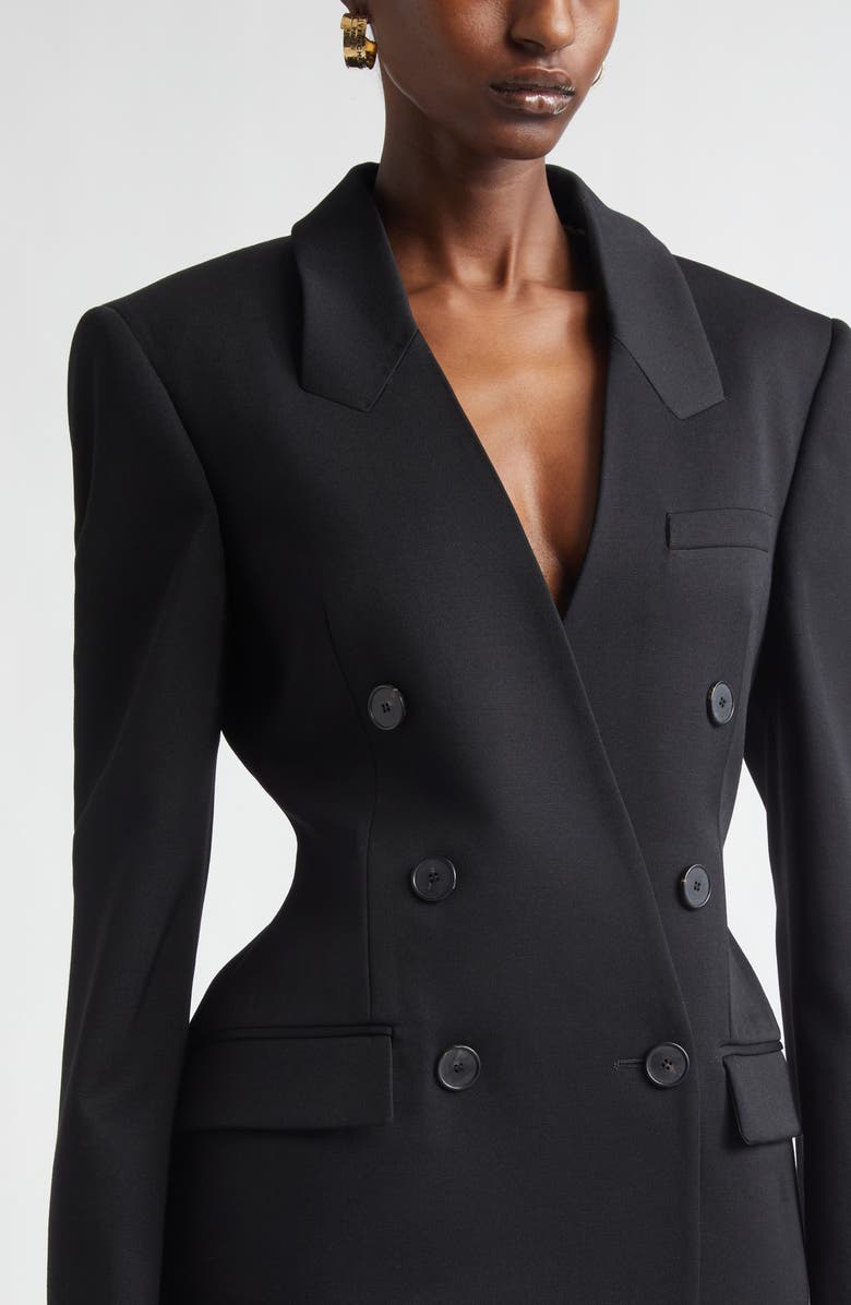 Givenchy Double Breasted Integrated Collar Wool Jacket, Alternate, color, Black