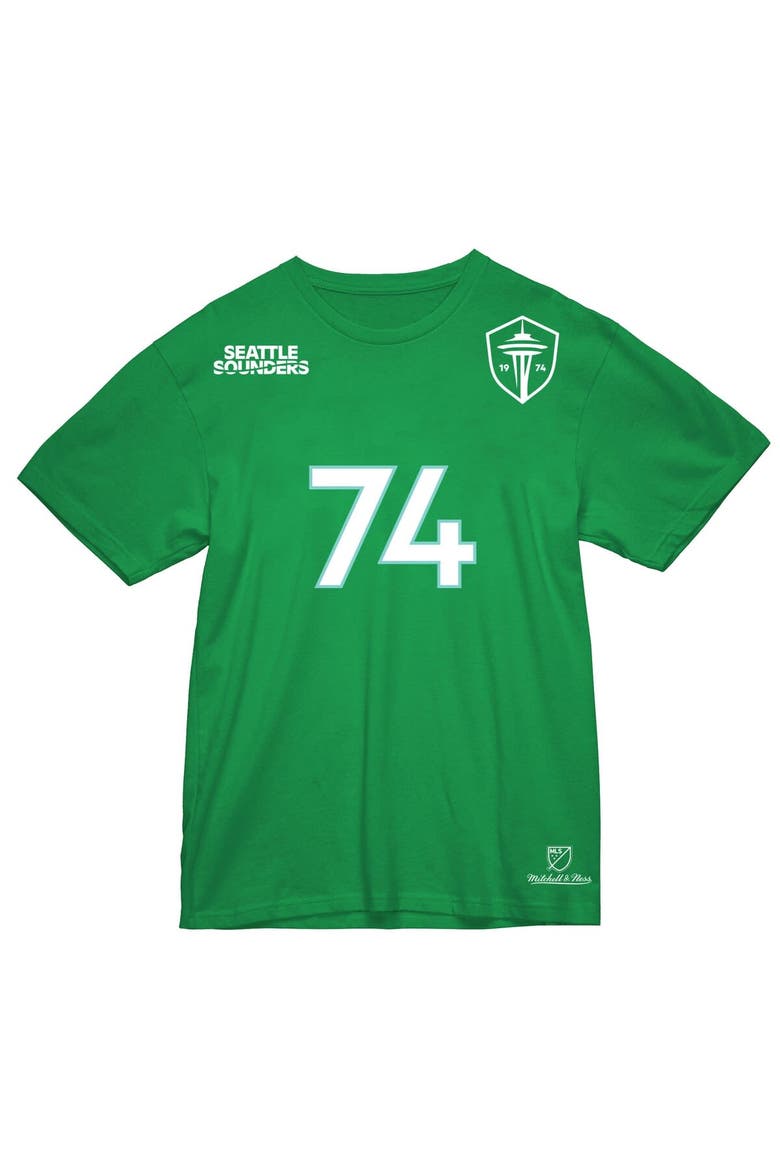 Men's Mitchell & Ness Rave Green Seattle Sounders FC Established T-Shirt, Alternate, color, Kelly Green