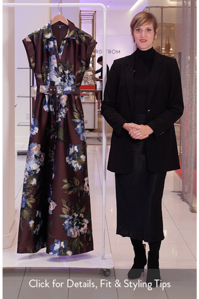 Floral Print Belted Satin Gown video