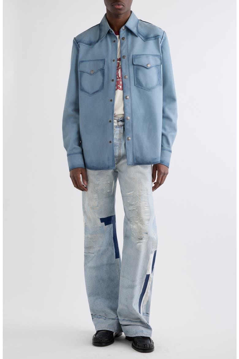 2021 Trompe l'Oeil Tape Loose Fit Wide Leg Jeans, Alternate, color, LIGHT BLUE