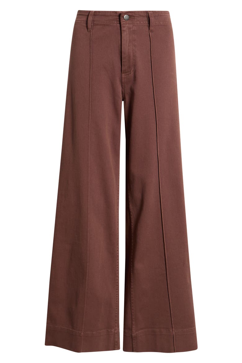 High Waist Wide Leg Twill Pants, Alternate, color, BROWN CHICORY
